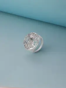 Mia by Tanishq 925 Sterling Silver Cubic Zirconia & Mother of Pearl Charming Finger Ring