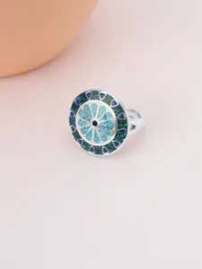 Mia by Tanishq 925 Sterling Silver Opal Stone Studded Midnight Mosaic Finger Ring