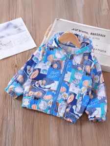 Xsole Boys Striped Polyester Crop Tailored Jacket with Patchwork