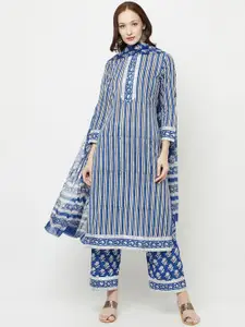 Safaa Striped Printed Unstitched Dress Material