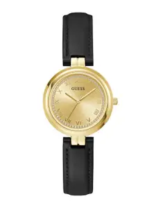 GUESS Women Brass Dial & Leather Straps Analogue Watch U1445L1M