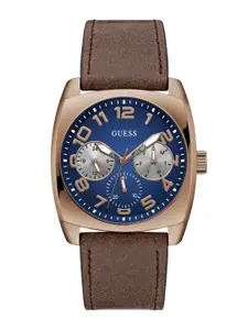 GUESS Men Brass Dial & Leather Straps Analogue Watch GW0792G4