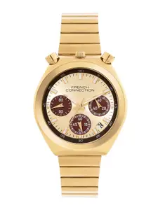 French Connection Women Dial & Stainless Steel Bracelet Style Straps Analogue Chronograph Watch FCM03GM