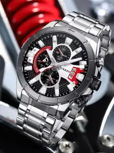 Curren Men Brass Embellished Dial & SS Bracelet Style Straps Analogue Watch CR-8401-Silver