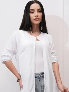 Vishudh Embroidered Mandarin Collar Kimono Shrug