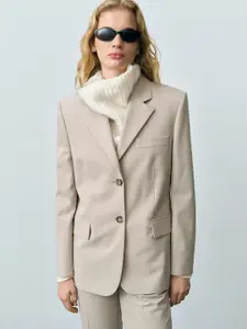 MANGO Straight Fit Single-Breasted Smart Casual Blazer