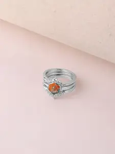 Mia by Tanishq 925 Sterling Silver Cubic Zirconia Studded Mystic Trio Stackable Ring