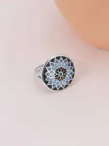 Mia by Tanishq 925 Sterling Silver Enamelled Mosaic Shine Finger Ring