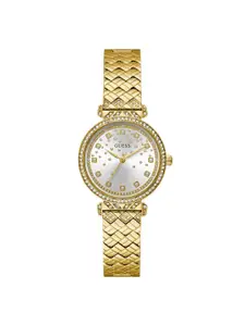 GUESS Women Brass Dial & Stainless Steel Bracelet Style Straps Analogue Watch GW0763L2