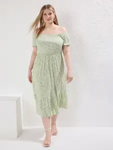 Trendyol Off-Shoulder Fit & Flare Midi Dress