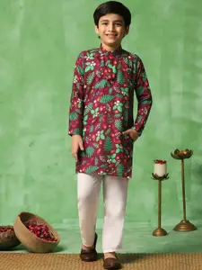 Sangria Boys Printed Kurta With Trousers