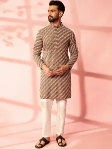 Anouk Men Embroidered Regular Sequinned Pure Cotton Kurta with Pyjamas