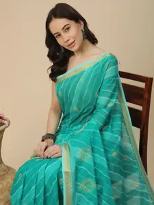RATAN Woven Design Zari Pure Cotton Leheriya Saree