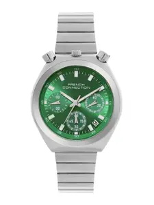 French Connection Women Embellished Dial & Stainless Steel Bracelet Style Straps Analogue Chronograph Watch