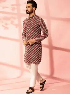 Anouk Geometric Embroidered Thread Work Cotton Straight Kurta