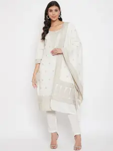 Safaa Floral Woven Design Jacquard Unstitched Dress Material