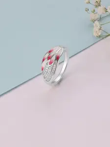Mia by Tanishq 925 Sterling Silver Cubic Zirconia Studded Blush Wing Finger Ring