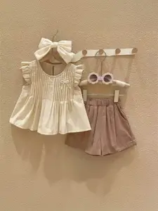 Xsole Girls Round Neck Top With Skirt