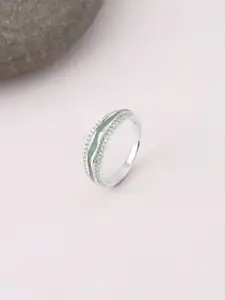 Mia by Tanishq 925 Sterling Silver Cubic Zirconia Studded Mosaic Magic Finger Ring