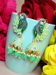 DIVASTRI Artificial Beads Peacock Shaped Jhumkas Earrings