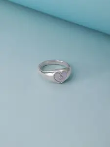 Mia by Tanishq 925 Sterling Silver Cubic Zirconia & Mother of Pearl Heart Finger Ring