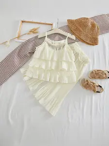 Xsole Girls Self Design Shoulder Straps Top With Trouser