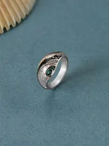 Mia by Tanishq 925 Sterling Silver Cubic Zirconia Studded Aqua Finger Ring