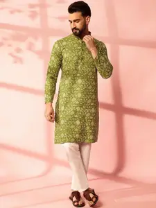 Anouk Men Floral Printed Regular Kurta with Pyjamas