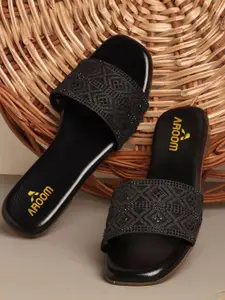 AROOM Women Embellished Open Toe Flats