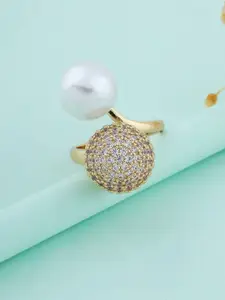 DressBerry Artificial Stones-Studded & Beaded Adjustable Finger Ring