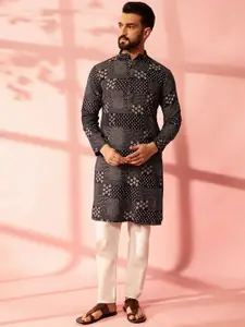 Anouk Men Bandhani Printed Regular Kurta with Pyjamas
