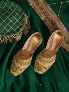 JM Looks Fashion Flat Embellished Open Toe Flat Jutti with Comfortable Sole For Womens