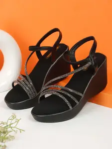 Flat n Heels Wedge Sandals with Buckles