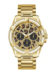 GUESS Men Brass Dial & Stainless Steel Bracelet Style Straps Analogue Watch GW0497G4
