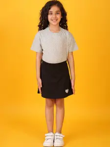 Anthrilo Girls Round Neck  T-shirt with Skirt