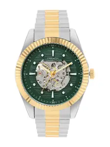 French Connection Men Skeleton Dial & Stainless Steel Bracelet Style Straps Analogue Automatic Watch