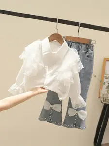 Xsole Girls Shirt Collar Top With Jeans