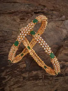 Kushal's Fashion Jewellery Set Of 2 Gold-Plated Cubic Zircon Embellished Bridal Bangles