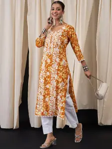 Anouk Women Floral Embroidered Thread Work Kurta