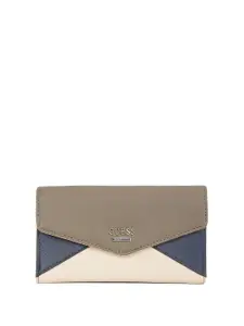 GUESS Women Colourblocked Zip Detail Three Fold Wallet