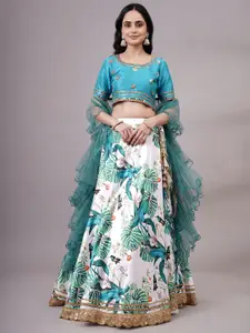 Utsav Fashion Embroidered Mirror Work Shibori Ready to Wear Lehenga & Choli With Dupatta