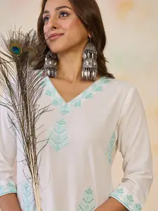 Indo Era Women Ethnic Motifs Embroidered Sequinned Floral Kurta