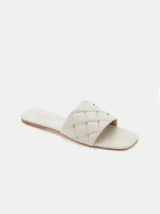 R&B Women White Casual Open Toe Flats