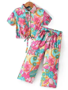CrayonFlakes Girls Printed Top with Palazzos