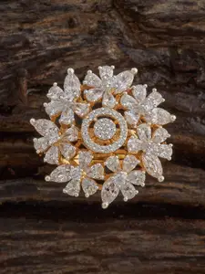 Kushal's Fashion Jewellery White Rhodium Gold-Plated Ethnic Zircon Finger Ring