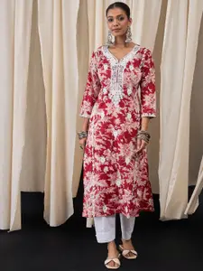 Anouk Women Floral Embroidered Thread Work Kurta