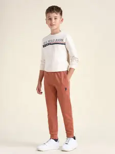 U.S. Polo Assn. Kids Boys Brand Logo Printed Pure Cotton Joggers