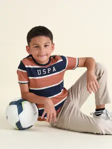 U.S. Polo Assn. Kids Boys Striped Pure Cotton T-shirt