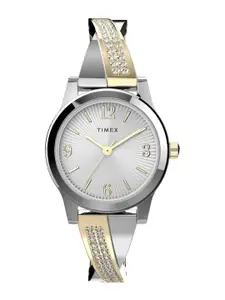 Timex Women Brass Dial & Stainless Steel Bracelet Style Straps Analogue Watch TW2V69700