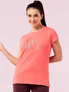 Enamor Graphic Printed Short Sleeve Crew Neck Stretch Lounge T-Shirt